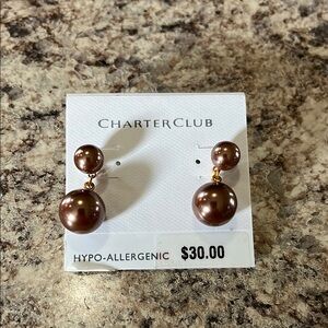 Charter Club Brown Pearl Earrings